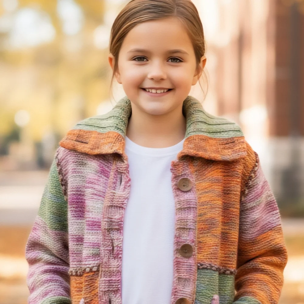 The Children's Place Girls' Multicolor Patchwork Style Knitted Cardigan